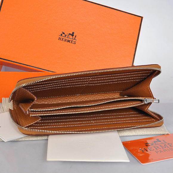1:1 Quality Hermes Evelyn Long Wallet Zip Purse A808 Camel Replica